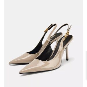 Zara Women's Beige Slingback Heels